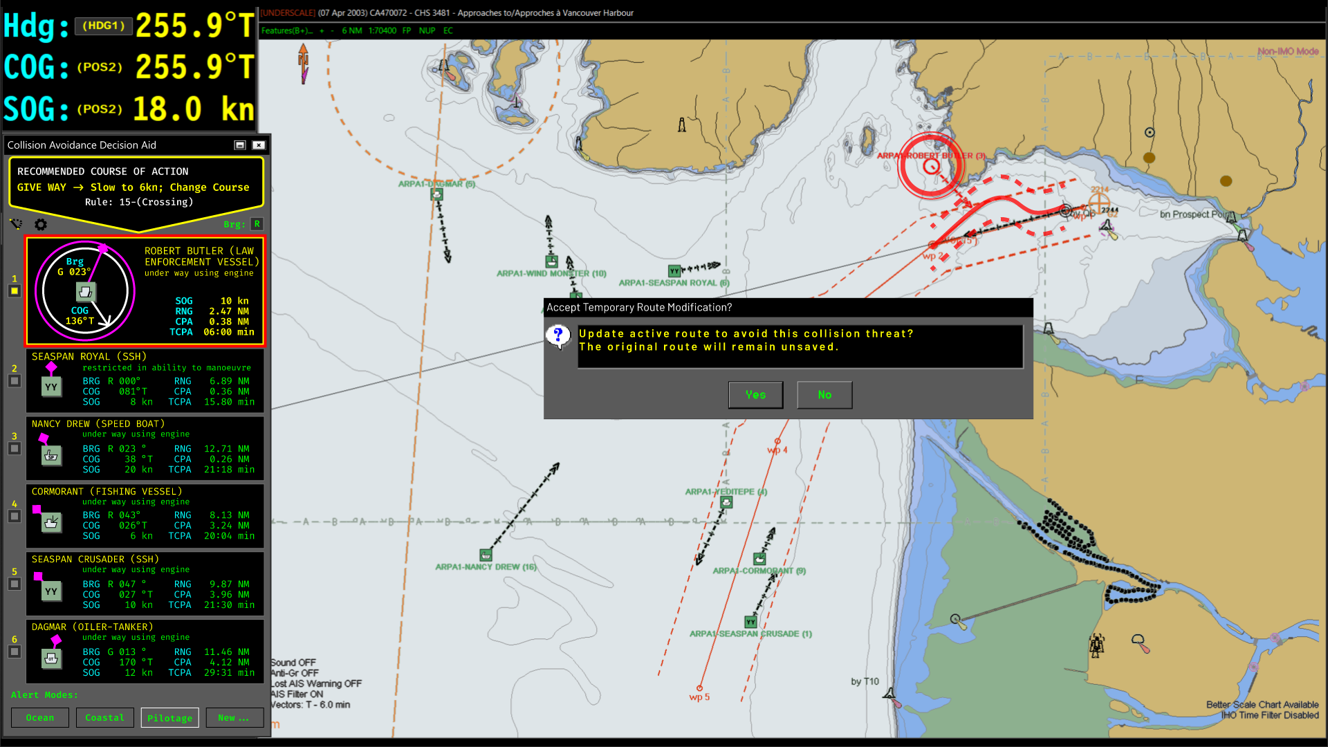 CADA - Collision Avoidance Decision Aid
